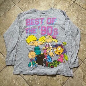 Nickelodeon Best of 90s Long Sleeve T‎ Shirt Cartoon Ren Stimpy Reptar